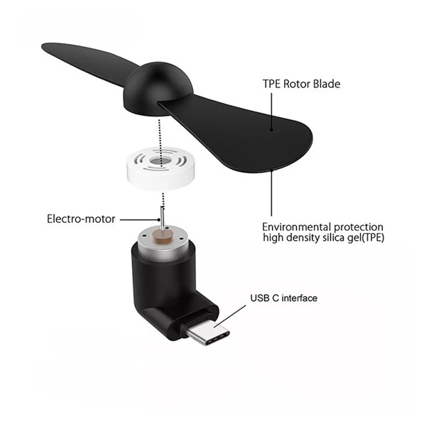 پنکه همراه مدل OTG Mini USB-TYPE C