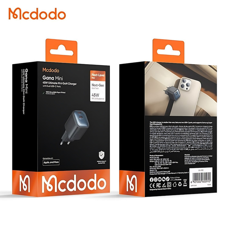 شارژر دیواری 45 وات مک دودو مدل CH-100