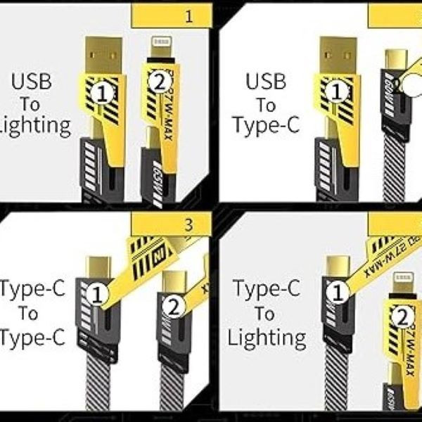 کابل تبدیل USB / USB-C به لایتنینگ / USB-C مدل NOHON 4IN1 FAST طول 1.2 متر