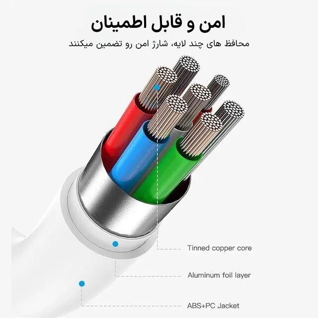کابل USB-C مدل qualcomm quick charge طول 1 متر