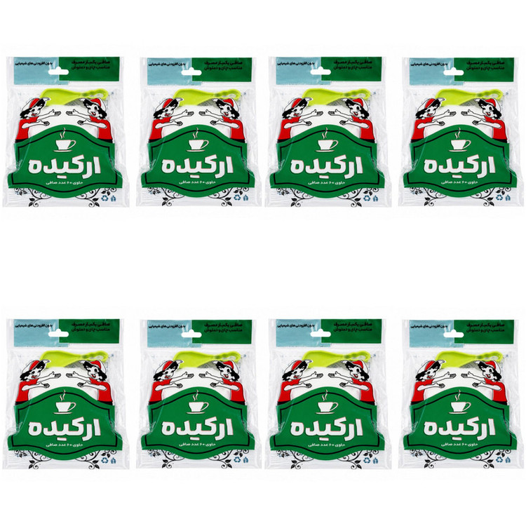 فیلتر چای ارکیده مدل کیسه ای 8 بسته 60 عددی به همراه قاشق
