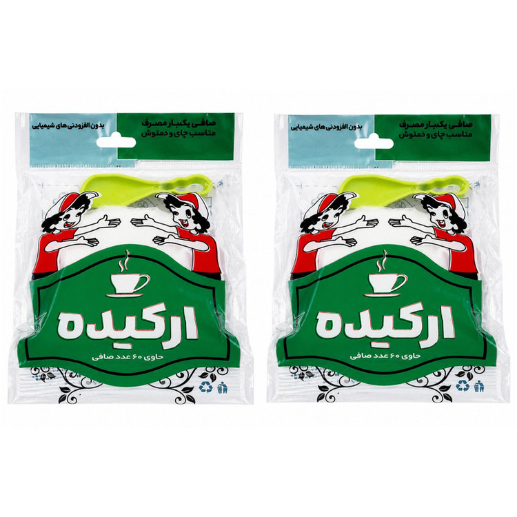 فیلتر چای ارکیده مدل کیسه ای 2 بسته 60 عددی به همراه قاشق چای