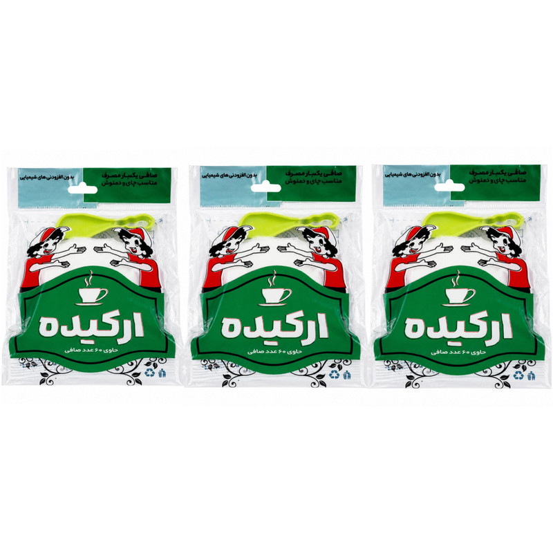 فیلتر چای ارکیده مدل کیسه ای 3 بسته 60 عددی به همراه قاشق چای