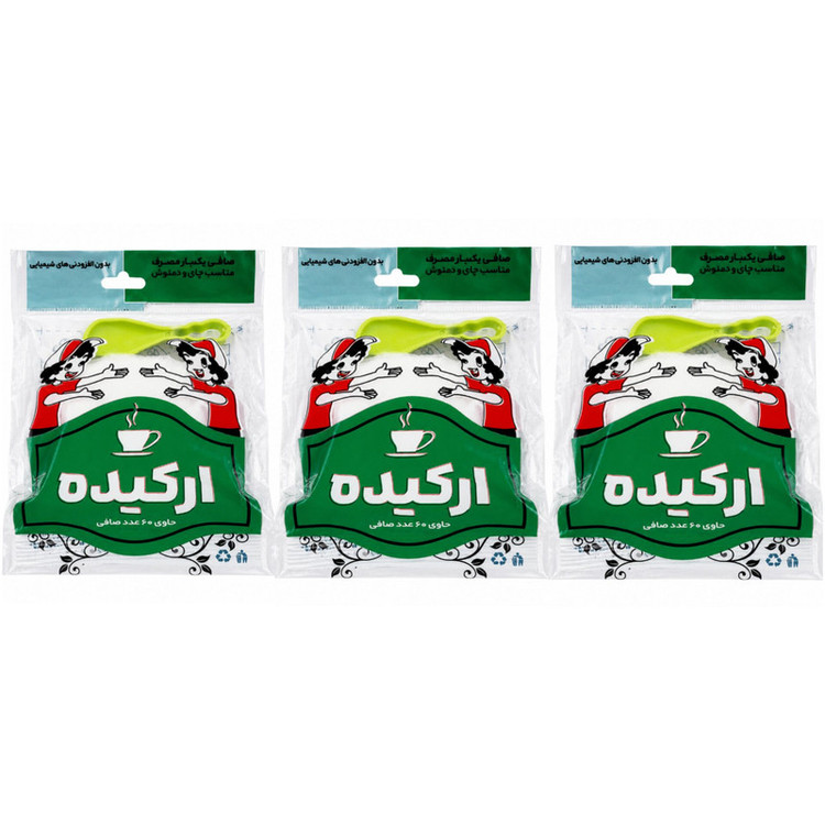 فیلتر چای ارکیده مدل کیسه ای 3 بسته 60 عددی به همراه قاشق چای