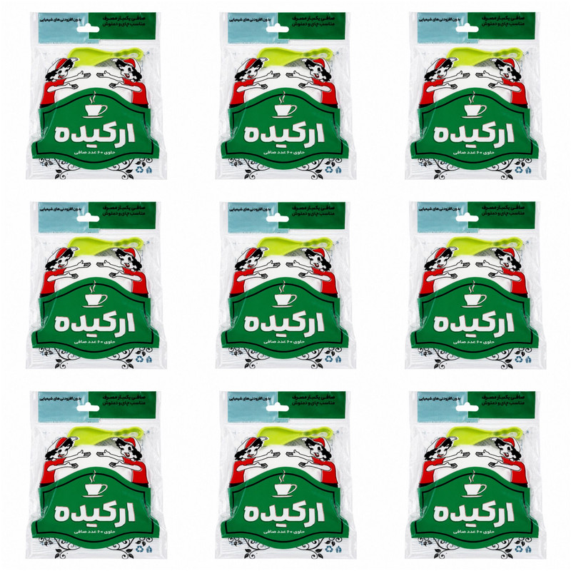 فیلتر چای ارکیده مدل کیسه ای 9 بسته 60 عددی به همراه قاشق