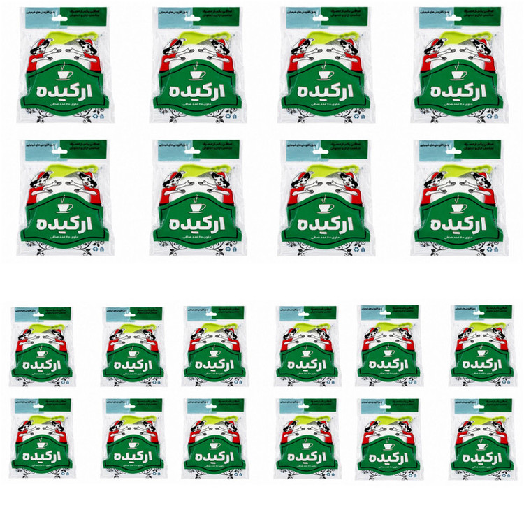 فیلتر چای ارکیده مدل کیسه ای 20 بسته 60 عددی به همراه قاشق چای